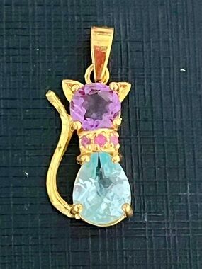 14KGP Genuine Topaz Amethyst Garnet Pendant